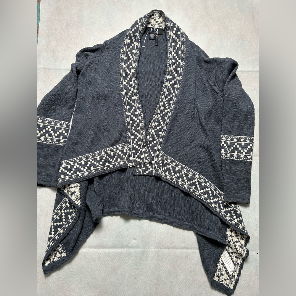 FDJ French Dressing Jeans asymmetrical open front cardigan size small